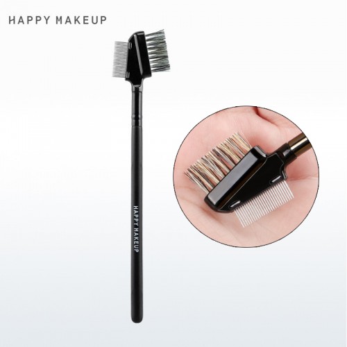 Двусторонняя расческа для ресниц и бровей (металлическая + щетка) Happy Make up